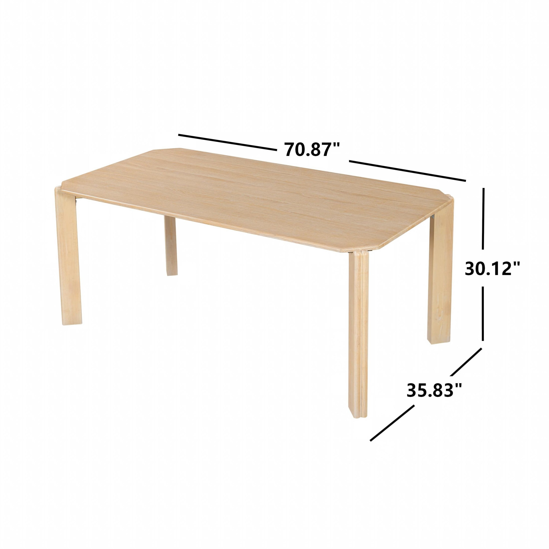 Christopher Knight Home 71" Mid-Century Modern Rectangular Dining Table for 4-6, Solid Wood, Natural