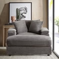 thumbnail image 3 of TUANLUO 44" Single Chaise Lounge Indoor, Oversized Corduroy Lounge Chair with Ottoman, Deep Seat Single Recliner Chair with Pillows, Soild Wood Sofa Couch for Living Room, Grey, 3 of 8