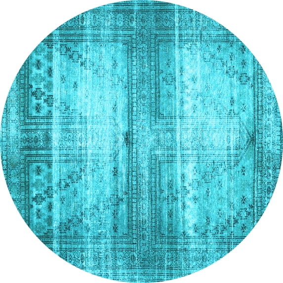 Ahgly Company Indoor Round Persian Light Blue Traditional Area Rugs, 4' Round