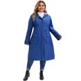 thumbnail image 1 of Abrigos de trench para mujer de tallas grandes GRACE & GRANDEUR, chaqueta cortavientos con capucha, cremallera y cintura ajustable, exterior con bolsillos, 2X azul marino, 1 of 4