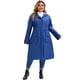 thumbnail image 1 of Abrigos de trench para mujer de tallas grandes GRACE & GRANDEUR, chaqueta cortavientos con capucha, cremallera y cintura ajustable, exterior con bolsillos, 2X azul marino, 1 of 4