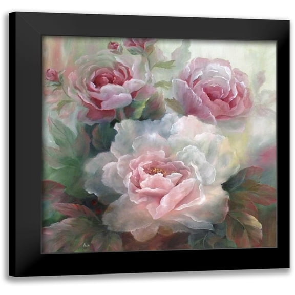 Nan 12x12 Black Modern Framed Museum Art Print Titled - White Roses III