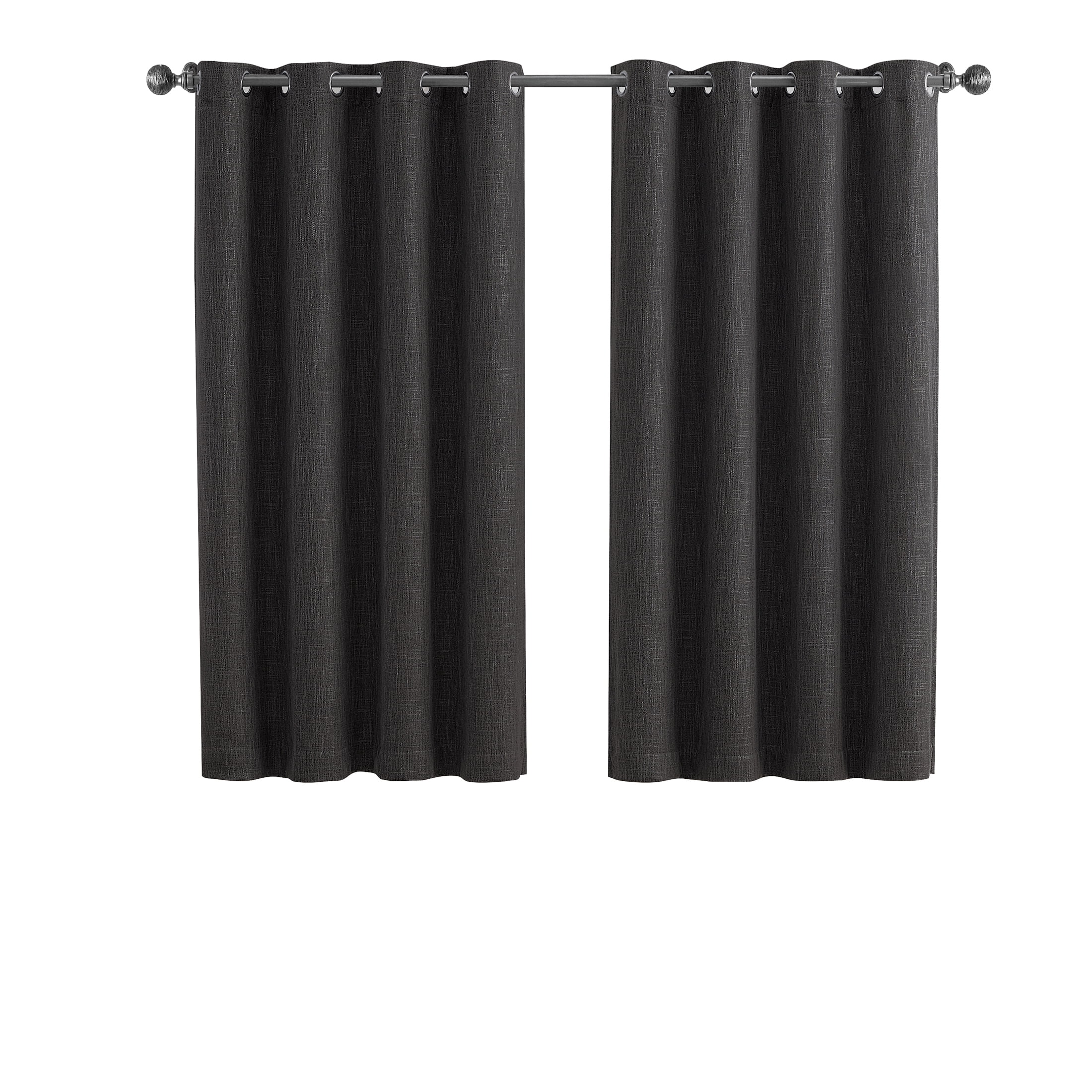 (2 pack) Better Homes & Gardens Solid Woven Textured Grommet Blackout Curtain Panel, 1-Piece, Black, 50" W x 63" L