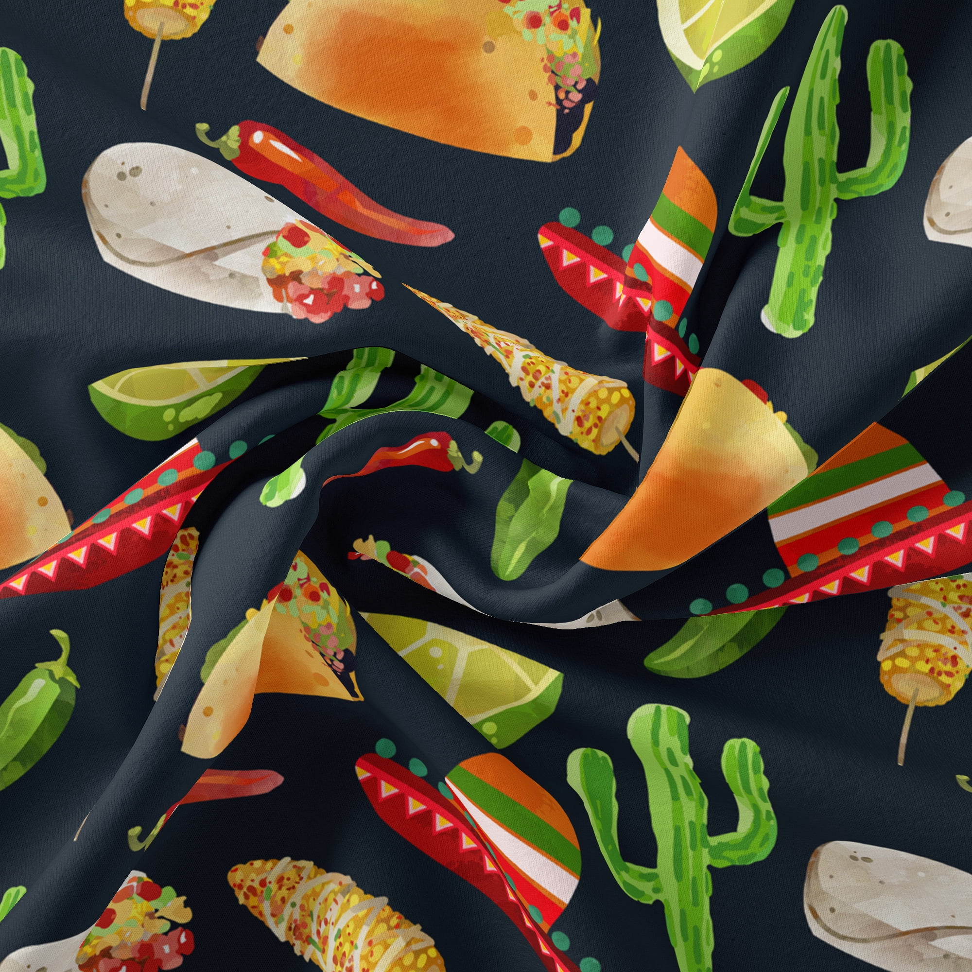 (2 pack) David Textiles Cotton Precut Fabric Tacos & Cacti Fabric 1 yd X 44"