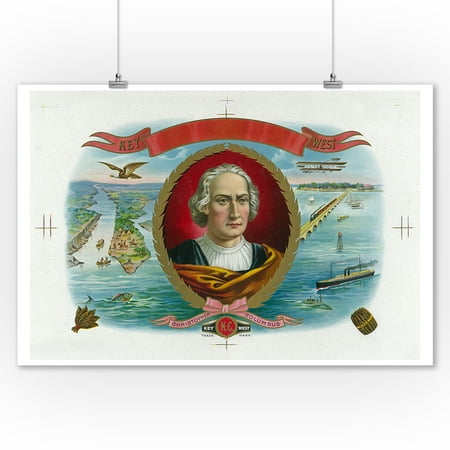 Key West Brand Cigar Box Label - Christopher Columbus (9x12 Art Print, Wall Decor Travel