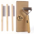 thumbnail image 2 of UYGDUY-Bamboo Pet Grooming Kit for Medium to Long Haired Dogs & Cats, 4-in-1 Dematting Comb Set with Undercoat Rake, Fine/Wide & Long/Short Tooth Combs, Gentle Deshedding Tools for Indoor Pets, 2 of 4