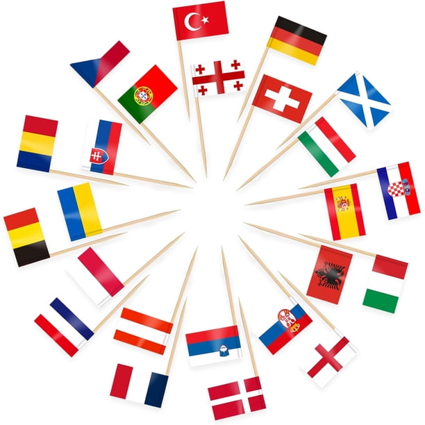 Yanonmyfd 200pcs World Cup Toothpick Flags Cake Toppers for World Cup Soccer 2026 Decorations, 48 Countries Cocktail Stick Flags for Sandwich Cupcake Toppers Soccer Bar Party Supplies,Euro 2024