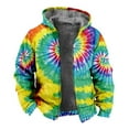 thumbnail image 5 of Tie Dye Fleece Lined Hoodies for Men Full Zip Heavyweight Thick Warm Jacket Coat Fall Winter Hooded Sweatshirt Yellow XXXL, 5 of 7
