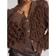 thumbnail image 5 of Women'S Fuzzy Cardigan Sweater V Neck Long Sleeve Button Down Furry Knit Sweaters Brown S, 5 of 9