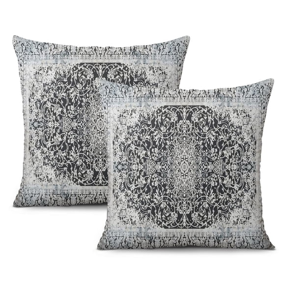 Tapis Persan Bleu Vintage Boho Housses de Coussin 2 Pcs 20x20 Pouces, Lin Ethnique Décoratif - une Amélioration Chic pour Toute Décoration Intérieure