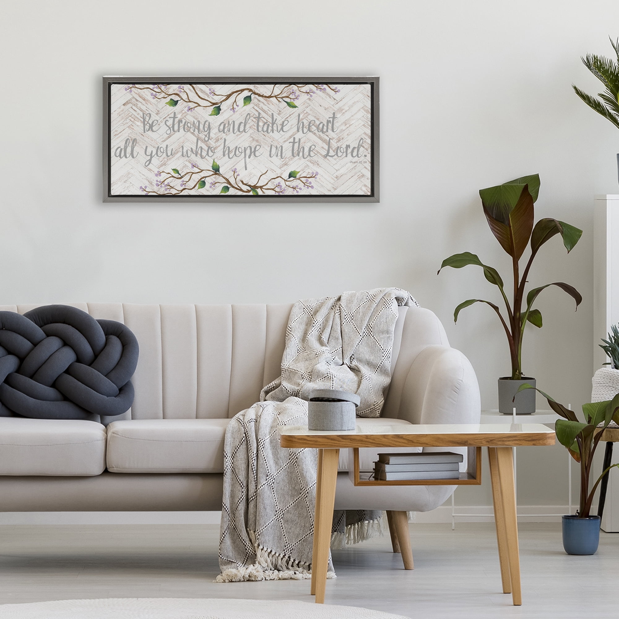 Stupell Industries All You Who Hope Gray Framed Floater Canvas Wall Art, design by Elizabeth Medley