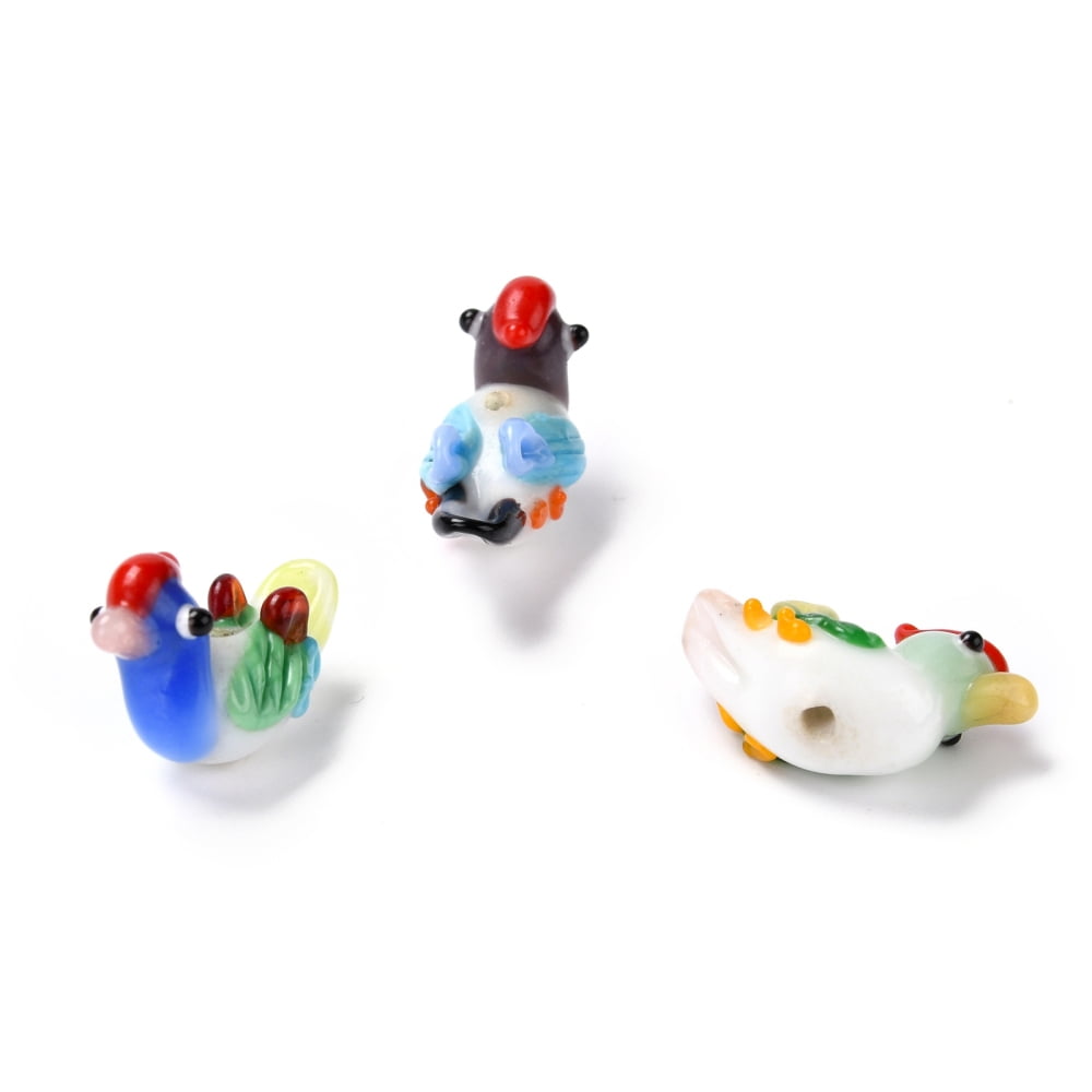 Handmade Lampwork Beads Strands Bird Colorful 17~19x23~28x10~12mm Hole: 1.5~2mm about 30pcs/strand 13.78 inch(35cm)