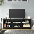 Dextrus 80 inch TV Stand, Black 6 Cubby Media Entertainment Center
