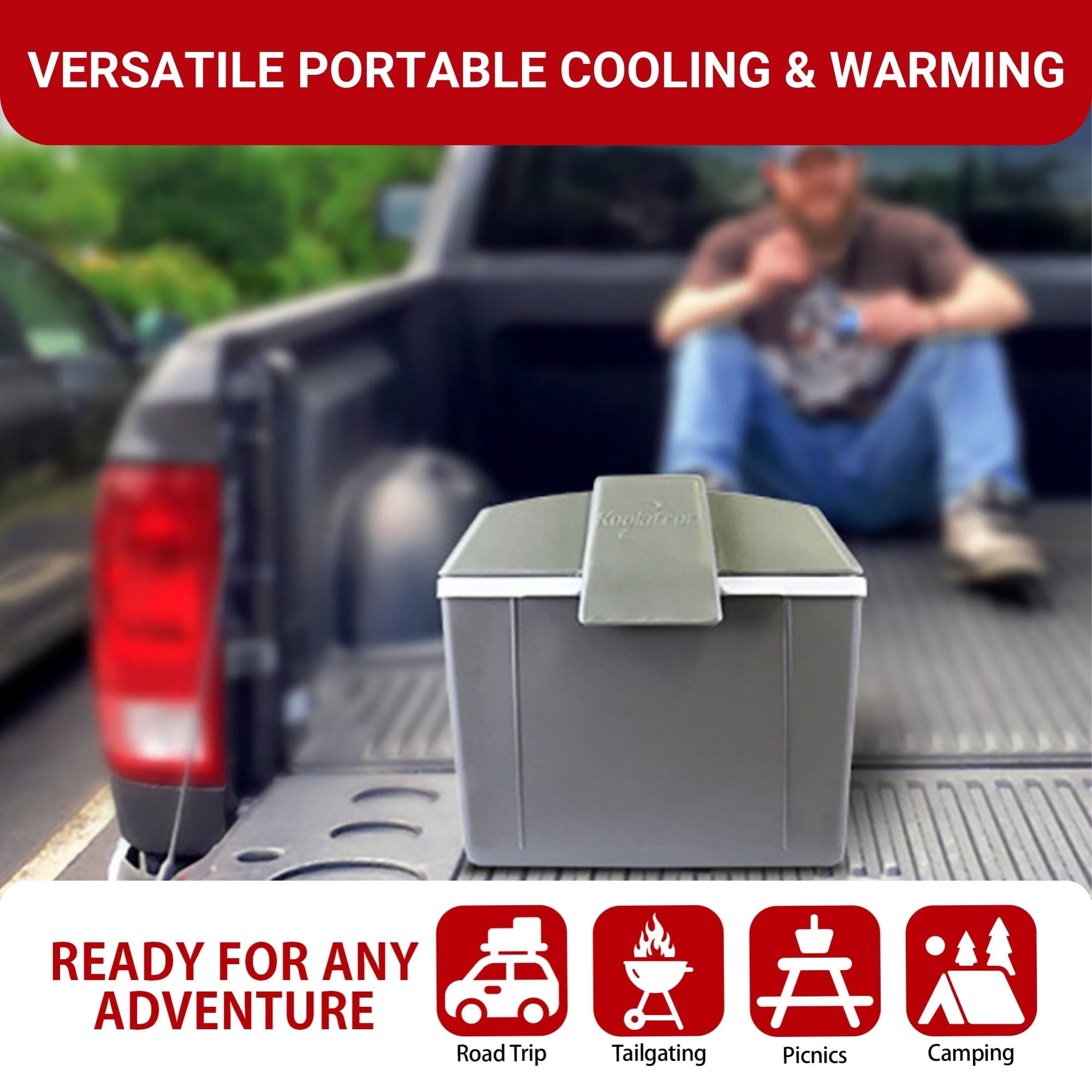 Koolatron 12V Electric Cooler/Warmer 9L (9.8 qt), Adjustable Strap, Gray