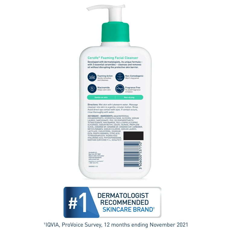 CeraVe Foaming Facial Cleanser 12 oz (Pack of 3) - Walmart.com