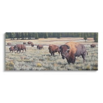 Stupell Industries Bison Herd Rural Stream Animals & Insects Photography Gallery Wrapped Canvas Print Wall Art, 30 x 13