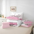 thumbnail image 5 of Homewish Romantic Eiffel Tower Bedding Comforter Set 7pcs, Pink Sequin Print King Bedding Sets, Anniversary Blossoms Floral Reversible Bed Sheets, Ultra Soft Bedroom Decor, 5 of 7