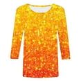 thumbnail image 5 of Cavosen Sparkle Tops for Women Plus 3/4 Sleeve Gradient Glitter Shiny Print Shirts Round Neck Loose Blouse Dressy Fashion Pullover T-Shirts Flowy Workout Tees Summer Vacation M, 5 of 5