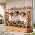 thumbnail image 4 of Costway 1 PCS Wooden Raised Garden Bed with Trellis & Hanging Roof, Drainage Holes for Flowers Orange, 4 of 10