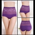 thumbnail image 2 of Xmarks Women Underwear High Waist Cotton Briefs Ladies Panties Tummy Control Panty Full Coverage Purple, 104-126LBS, 2 of 3
