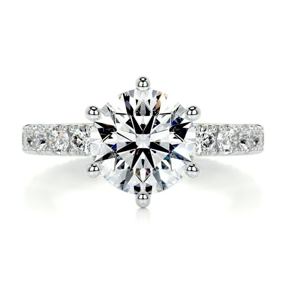 First Jewel Dazzling Round Eternity Band Diamond Ring - 1.9 Ct Lab-Created Simulated Diamond - Crafted in 14K White Gold Over - Women Engagement Ring - Perfect Surprise Gift for Her on Any Occasion