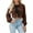 Brown, variant on Women Bow Tie Front Long Sleeevd Ribbed Cable Sweater Knit Crop Cardigan