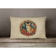 thumbnail image 3 of Corgi Christmas Flowers Throw Pillow 12 in x 16 in, 3 of 4