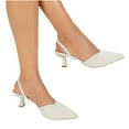 thumbnail image 4 of Beige Womens High Heels Square Heel Stiletto Back Strap Solid Color Pointed Toe Comfort Dress Shoes Suitable For Spring Summer Daily Wear Size 36, 4 of 9