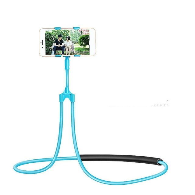 Bracket Mobile Phone Holder Hanging On Neck Multifunction Flexible Adjustable For Bed Sofa CarBlue 78cm/31in