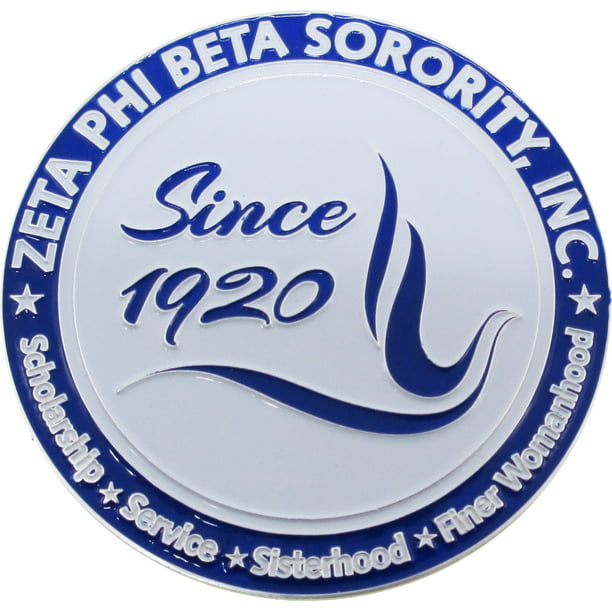 Zeta Phi Beta 3D Dove Round Car Badge Emblem [Silver - 2.75