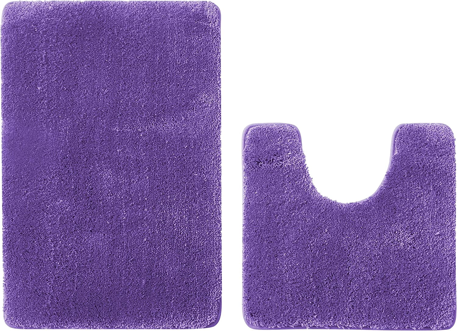 Yafa Home Fashion 2 Piece Solid Microfiber Soft Bathroom Rug Set, Non-Slip TPR Backing