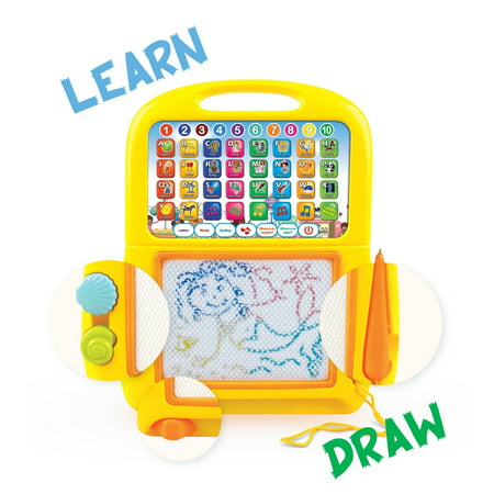 Learning Tablet + Magnetic Drawing Pad by Boxiki Kids. Toddler Musical Toy w/ Kids' Learning Games. Educational Toy for Child Development. Learn Numbers, ABC Learning, Spelling Games, Musical (Best Tablet Games For Toddlers)
