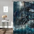 thumbnail image 2 of Orinice  Navy Blue Octopus Beach Shower Curtain Nautical Kraken Pirate Ship Boys Kids Bathroom Curtain Set Sea Wave Sailboat Moon Ocean Night Bath Curtain Fabric Bathroom Decor with  60x72, 2 of 7