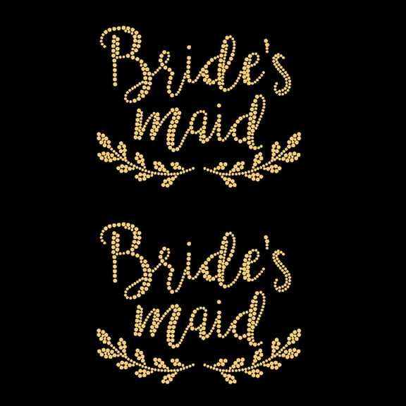 Set of 2 Bridesmaid Laurel Gold Wedding Iron-on Rhinestud Transfer by JCS Rhinestones