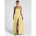 thumbnail image 5 of Strapless Halter Drop Waist Bridesmaid Dresses for Women with Scarf Split Formal Evening Light Yellow L, 5 of 7