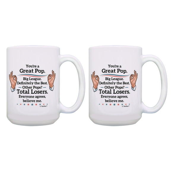 ThisWear Funny Pop Mug Set A Great Pop Political Joke Gifts 2 Pack Gift 15oz Pop Coffee Mugs