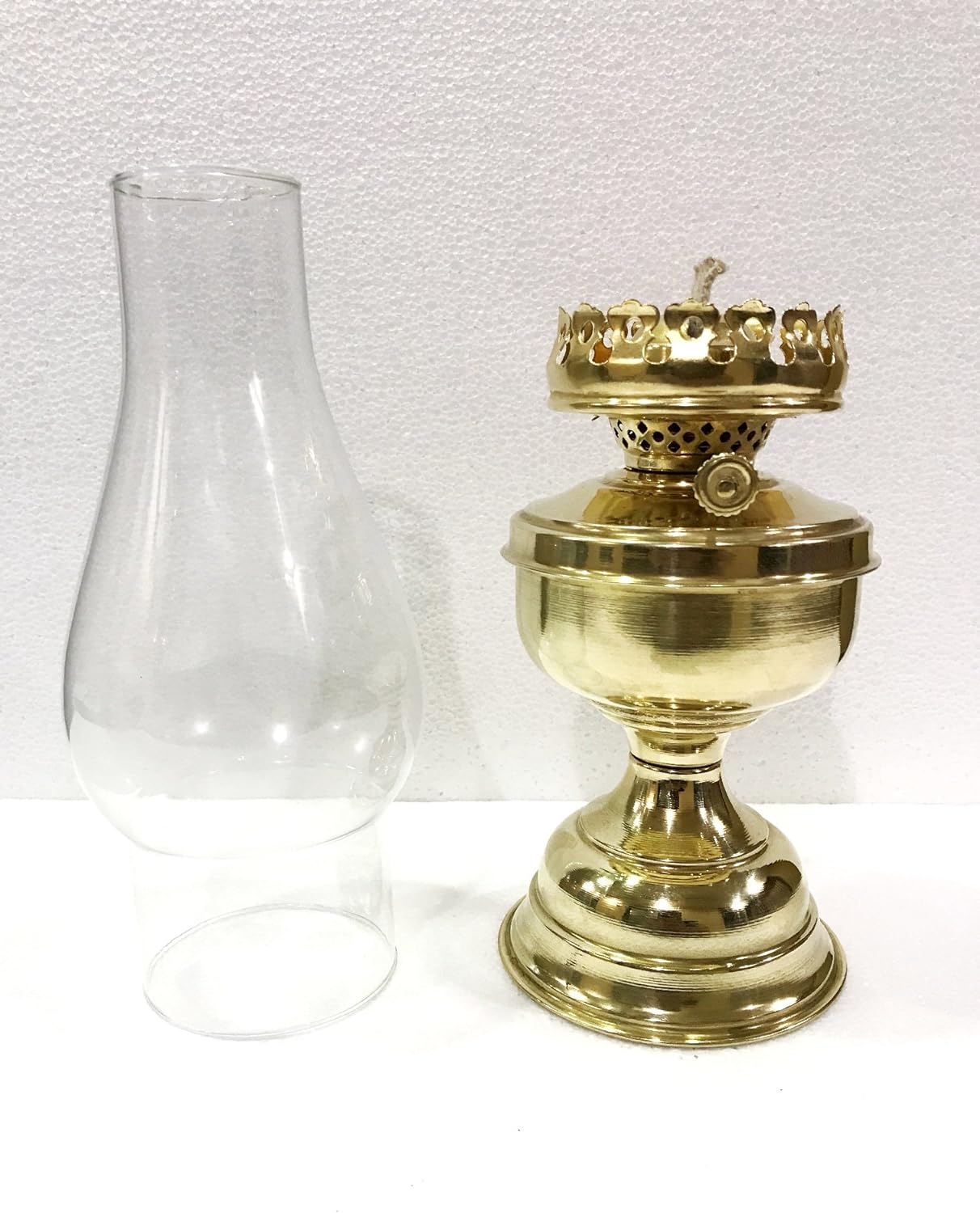 15" Hurricane Oil Lantern Shiny Gold Brass Vintage Style Lamp Home Decorative
