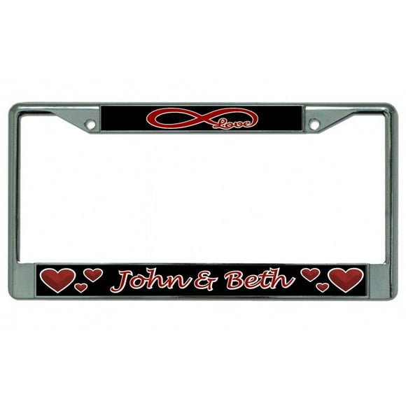 Infinity Symbol With Custom Text Chrome License Plate Frame