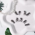 thumbnail image 4 of Uñas postizas cuadradas cortas con acabado cromado plateado blanco, uñas postizas doradas Sxvme, uñas acrílicas de metal con acabado espejo, uñas postizas metálicas de longitud media, uñas brillantes, 4 of 8