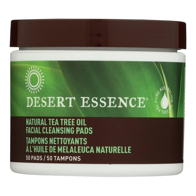 Almohadillas limpiadoras faciales Desert Essence, aceite natural de árbol de té
