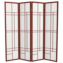 Red Lantern 6 ft. Tall Eudes Shoji Screen - Rosewood - 4 Panels