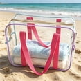 thumbnail image 5 of Macaron Color Clear PVC Cosmetic Tote Bag, Waterproof Transparent Travel Toiletry Organizer, Portable Makeup Bag for Beach Swimming Shower Gym Travel Storage, 5 of 6