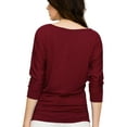 thumbnail image 5 of Made by Johnny Women's Boat Neck 3/4 Sleeve Draped Dolman Top with Side Shirring Premium Shirt XS WINE, 5 of 6