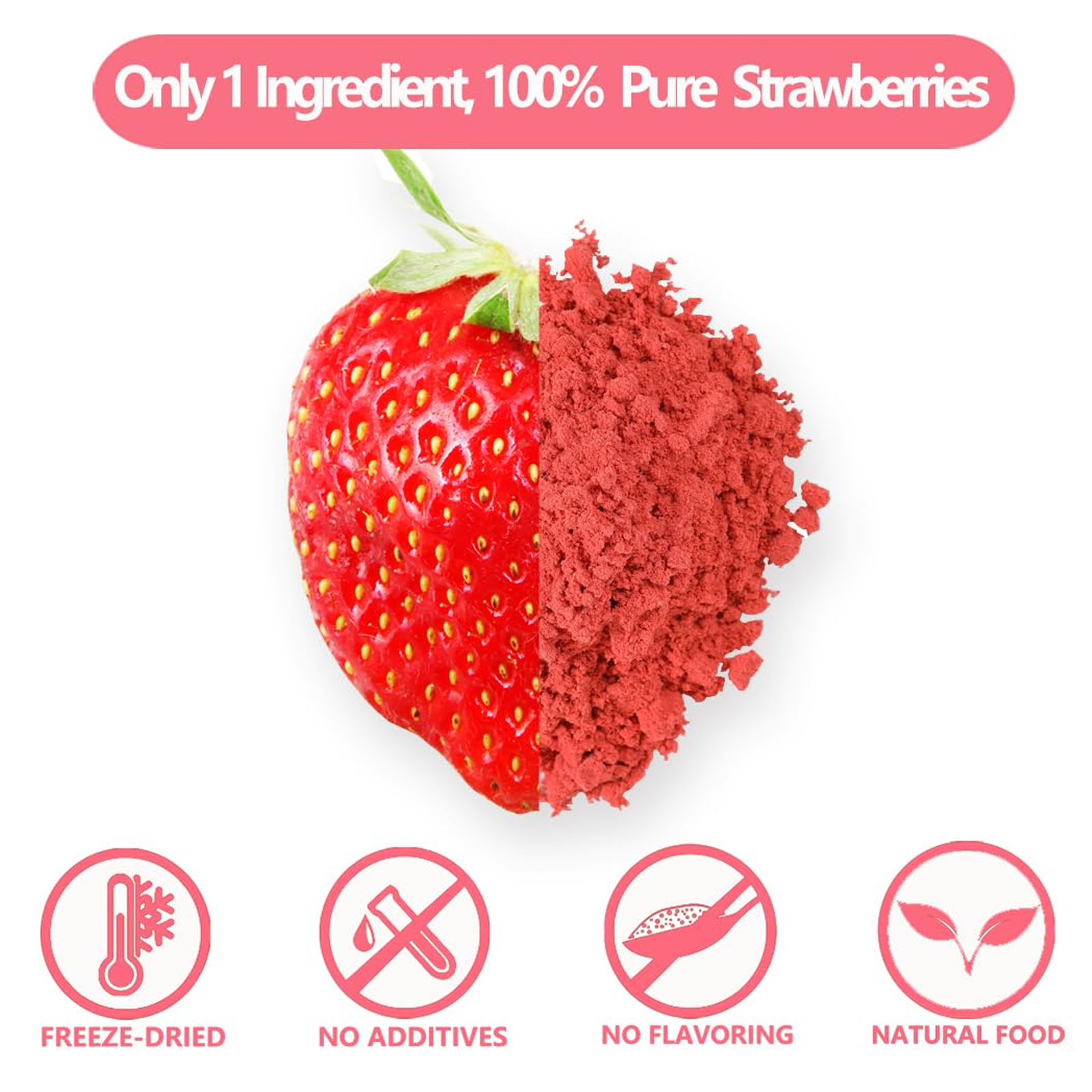 ULTHMOK Freeze Dried Strawberry Powder 1LB /453g, 1 Ingredient,No Sugar Added,100% Natural Strawberry Powder for Baking,No Additives.