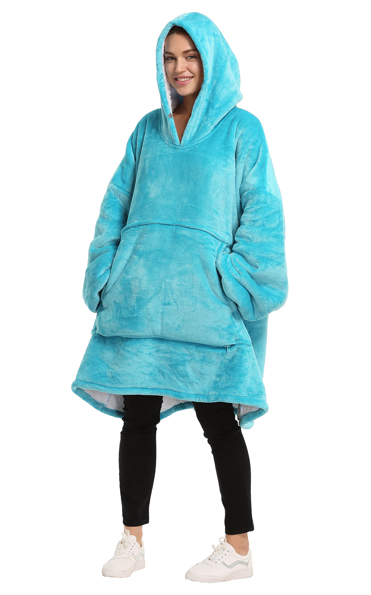 Catalonia Oversized Wearable Blanket Hoodie Sweatshirt, Comfortable Sherpa Lounging Pullover for Adults Men Women Teenagers Wife Girlfriend Gift