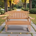 thumbnail image 2 of Tcbosik Outdoor Bench with Cup Holder, 50" Garden Bench for 2 Person, Easy Assembly & All Weather, for Porch & Patio, Teak, 2 of 11