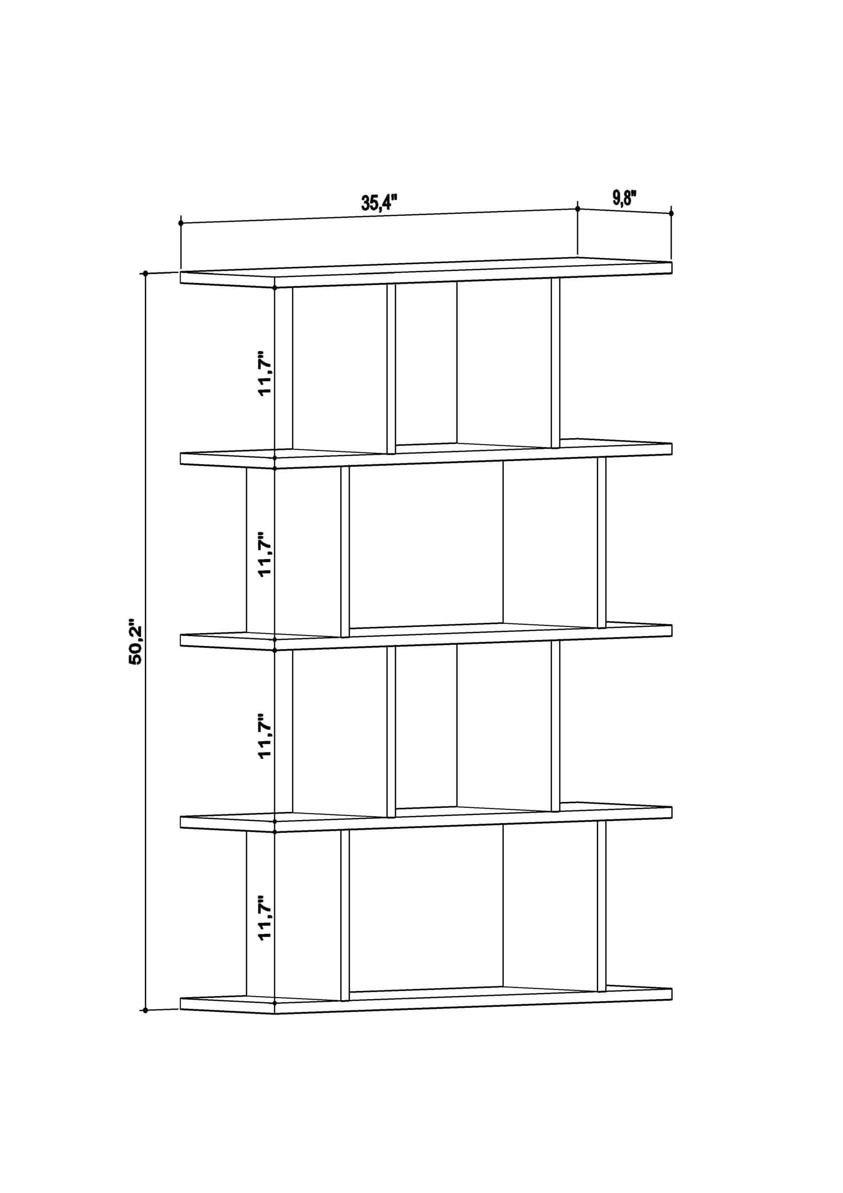 Ada Home Decor Harmon 4 Tier Bookcase, Oak