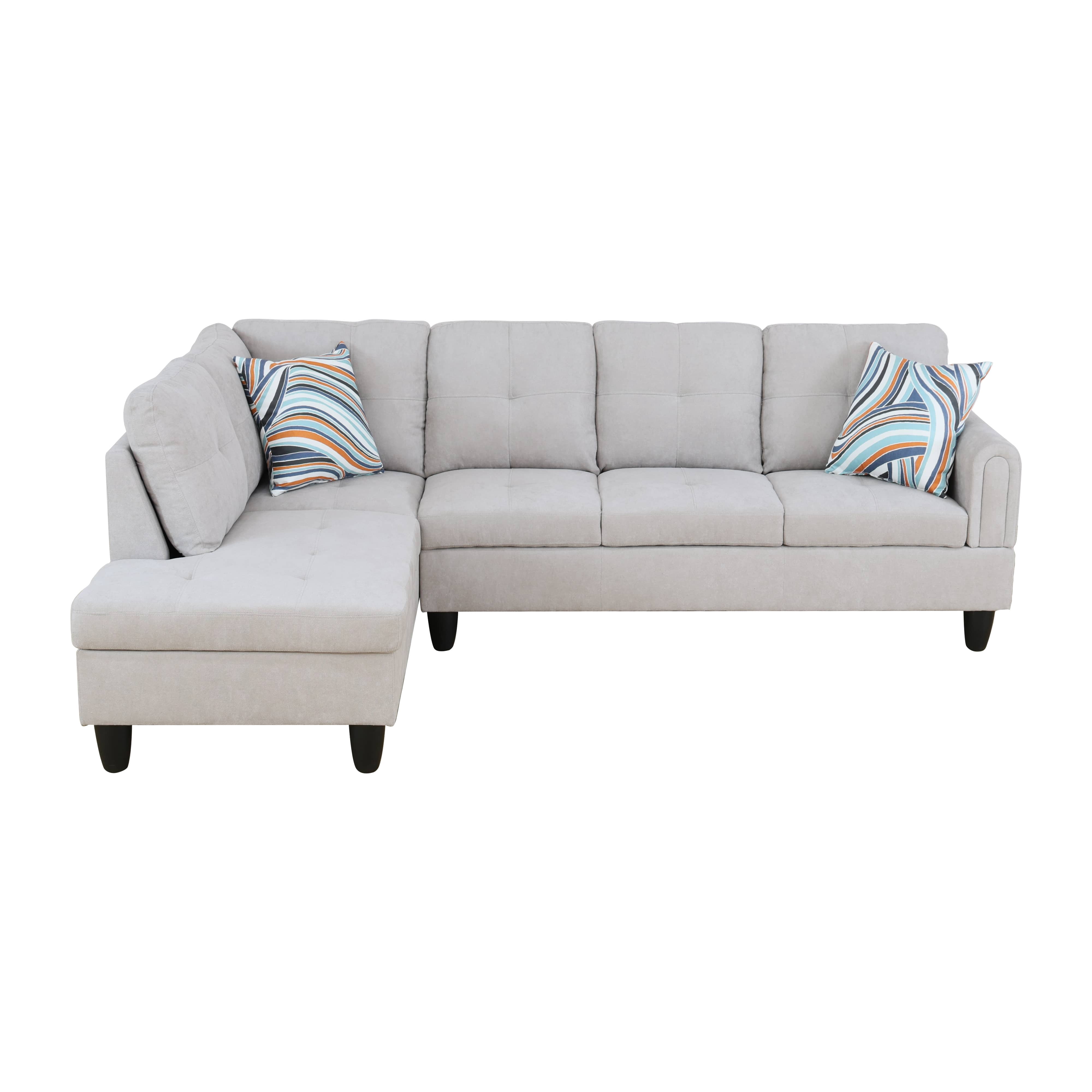 MAYEERTY 97" Light Gray Modern Fluffy 3-Piece Couch - Ultra-Soft Cozy for Living Room