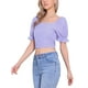 thumbnail image 4 of TOP CORTO SMOCKED INSPIRADO CHIC PARA MUJERES CON MANGAS BOLLO EN CUADROS GINGHAM LILA CLARO TAMAÑO S, 4 of 6
