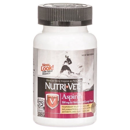 Nutri-Vet Aspirin for Dogs [Dog, Health Aids] Large Dogs over 50 lbs - 75 Count (300 mg)